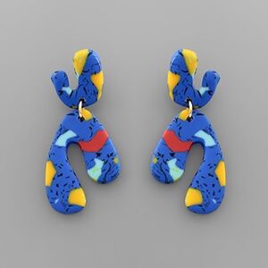 Geometric U Link Clay Earrings